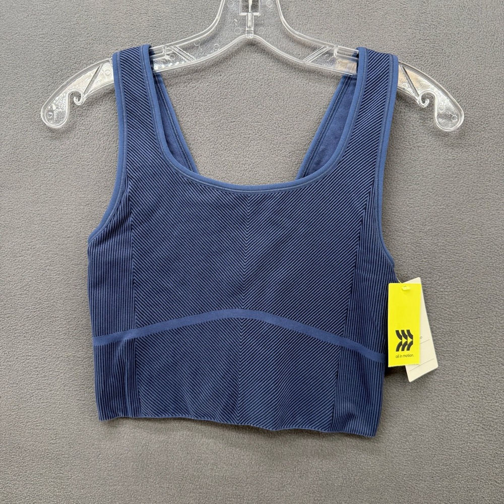 All In Motion Womens Medium Blue Seamless Ribbed Crop Tank Top NWT